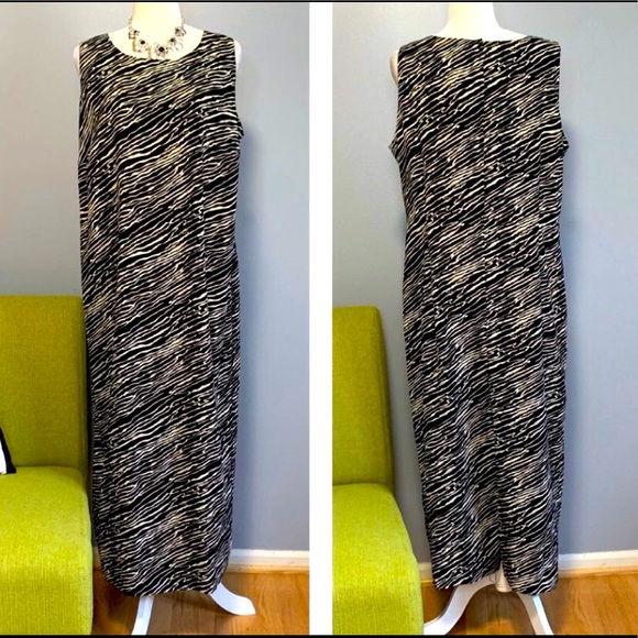 Studio I Sheath Dress sz 12 New with Tags Long Black white zebra - Picture 1 of 13